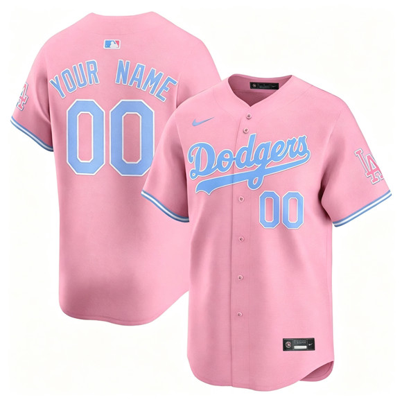 Men's Los Angeles Dodgers ACTIVE PLAYER Custom Bubblegum Pink Limited Stitched Baseball Jersey